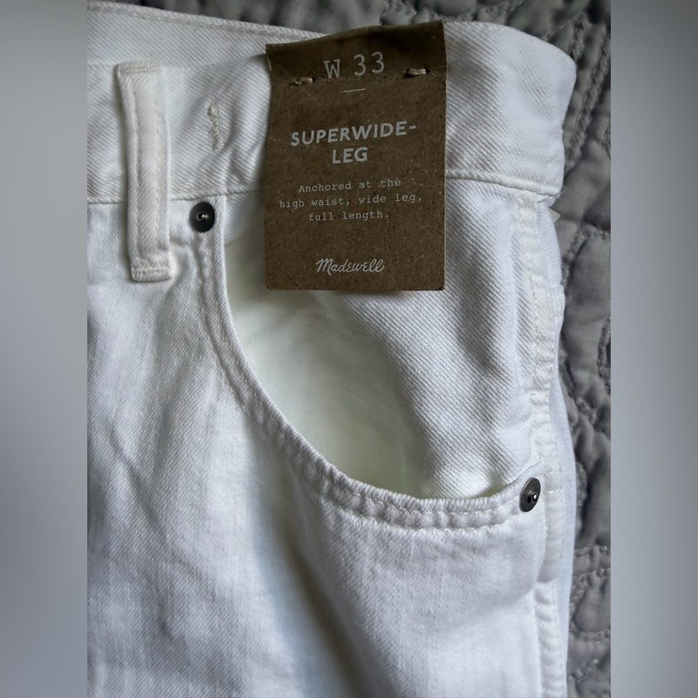 NWT Madewell Women’s Superwide Leg Jeans High Waist Tile White Size 33 - Picture 6 of 11